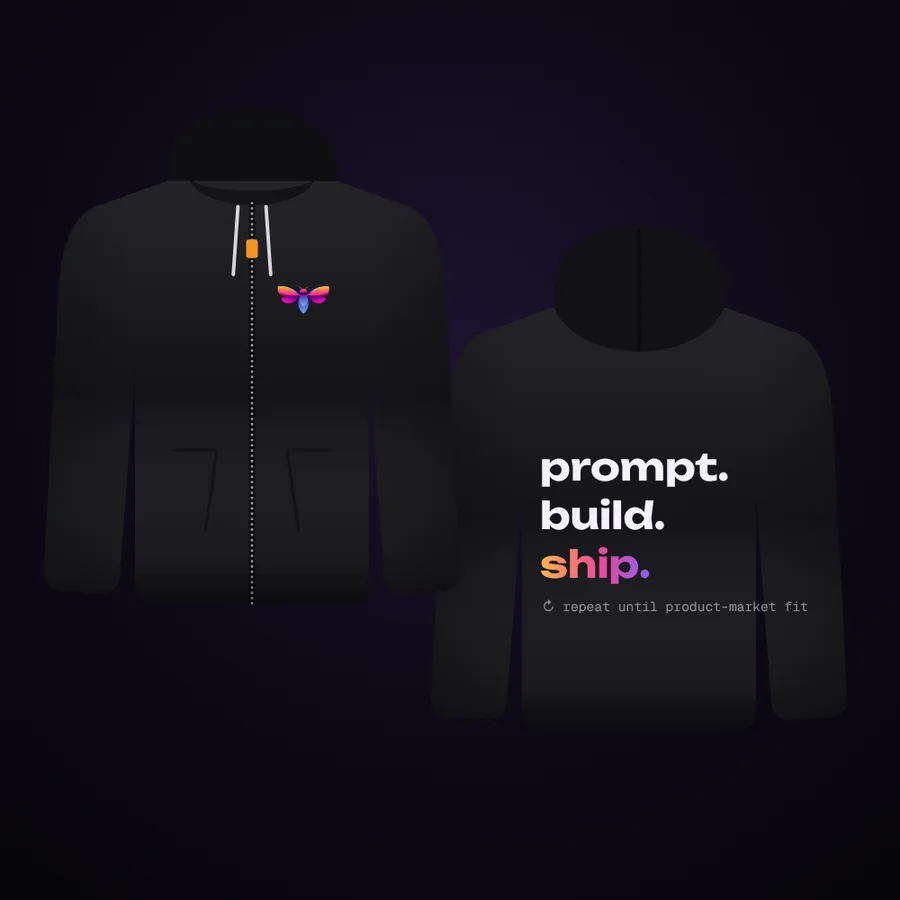Prompt. Build. Ship. Zip hoodie